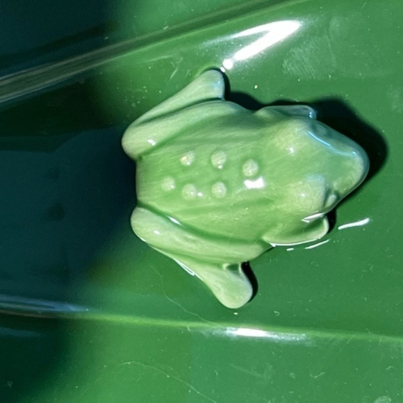 Vintage MCM Rare Portuguese Majolica Frog Platter and Lotus Flower Ceramic Bowl - Picture 8 of 16